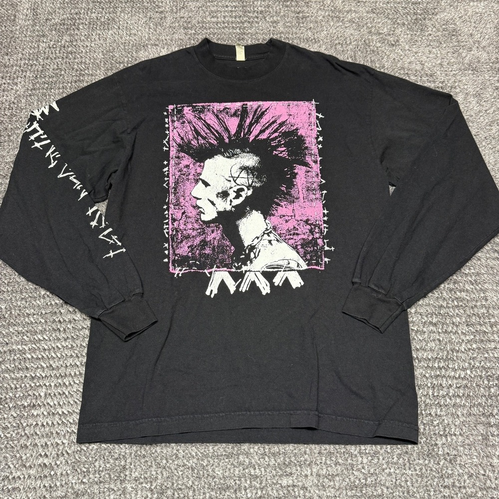 LOS ANGELES APPAREL Mens M Black Pink LS Tee Machine‎ Gun Kelly Punk Rock Mohawk